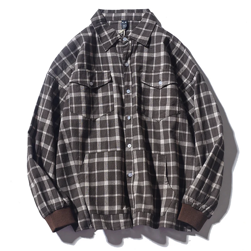 

Winter Mens Shirts Korean Casual Long Sleeves Linen Vintage Plaid Button Up Shirt 2020 Fashion Chemise Homme Men Clothing EB50CS