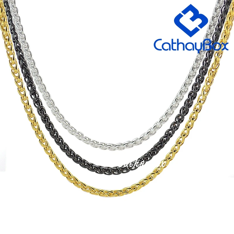 Мужская цепочка из нержавеющей стали с плетением пшеницы 3 0 мм серебристого