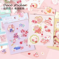 1 sheet sakura and animals paper decorative stickers stick label