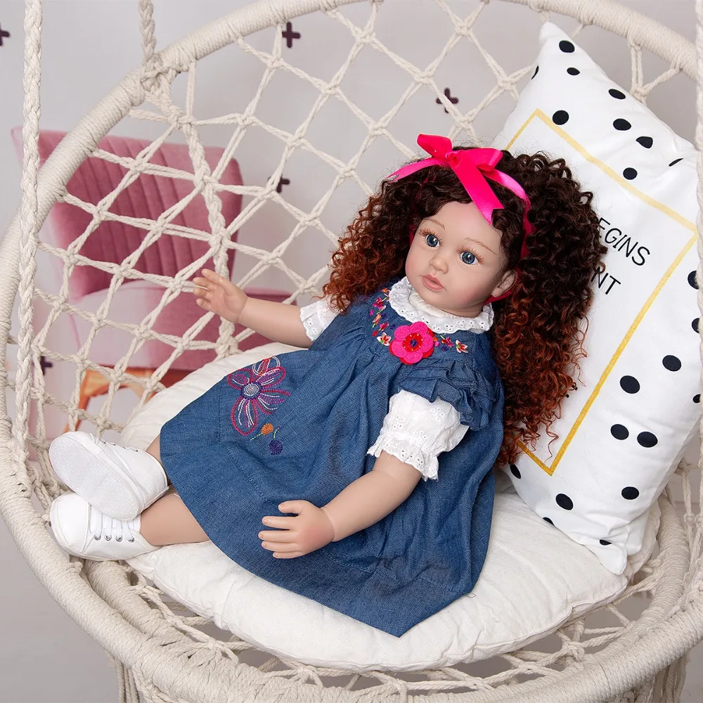 

24 inch Density Curls Princess Reborn toddler girl Baby Dolls Lifelike 60 CM bebe reborn Toy Kids Cosplay Playmate Birthday Gift
