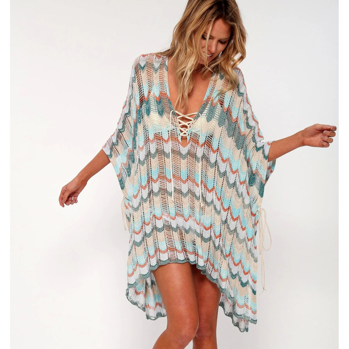 Пляжная накидка бикини вязаное крючком пляжная одежда с бахромой летний