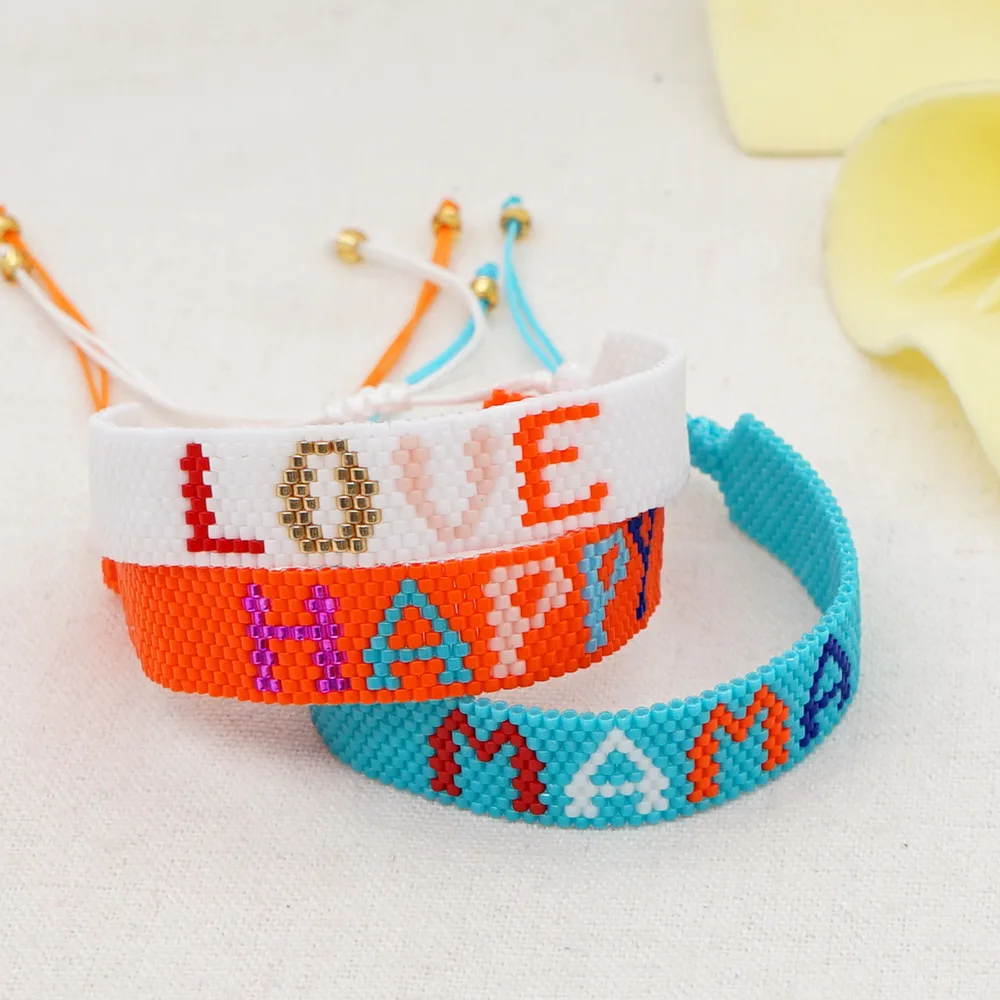

Valentine's Day Gift Rice Beads Hand-woven LOVE Letter Beaded Couple Bracelet Bracelets on Hand Paired Bracelets for Couples