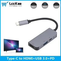 lcckaa 3 in 1 usb c hub male to female usb 3 1 type c to hdmi compatible usb 3 0 charging adapter for macbook air converter