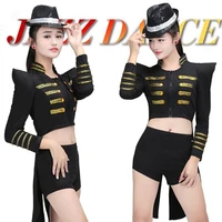 jazz dance jacket wear black costume adult latin dance costume black tuxedo performance wear singer dancer clothes for women dj