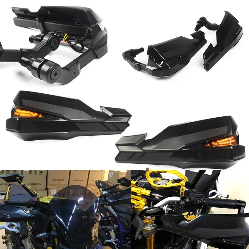 Черный руль для мотоцикла ручная щетка защита ручки рук со светодиодной