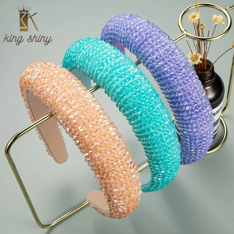 Роскошная повязка на голову в стиле барокко с полностью хрустальными бусинами