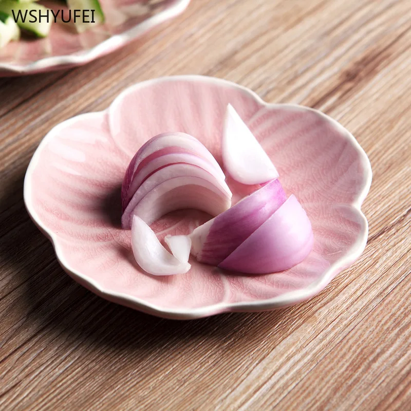 Креативная цветочная керамическая тарелка ледяная треснутая глазурь соевый