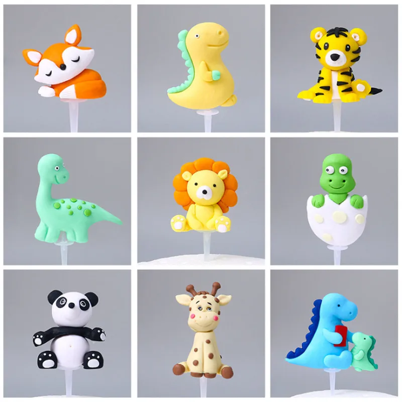 Животным (Жираф) тигр украшения с принтом обезьяна для торта на День защиты детей