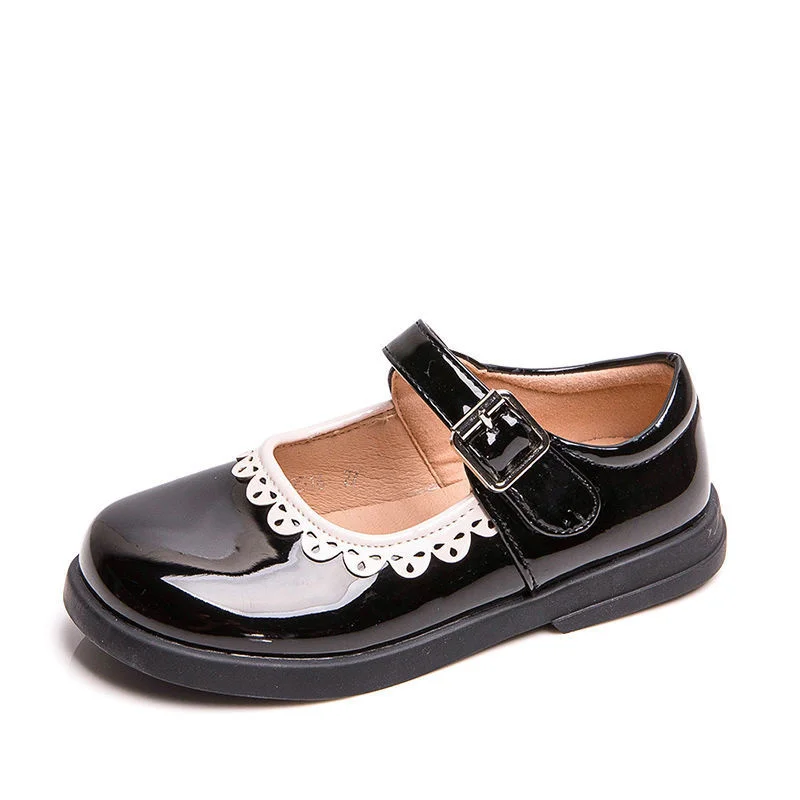 

Footwear Kids shoes Soft For Children's Girl's leather shoes School Students Performing Dancing shoe British Black Girls Flats