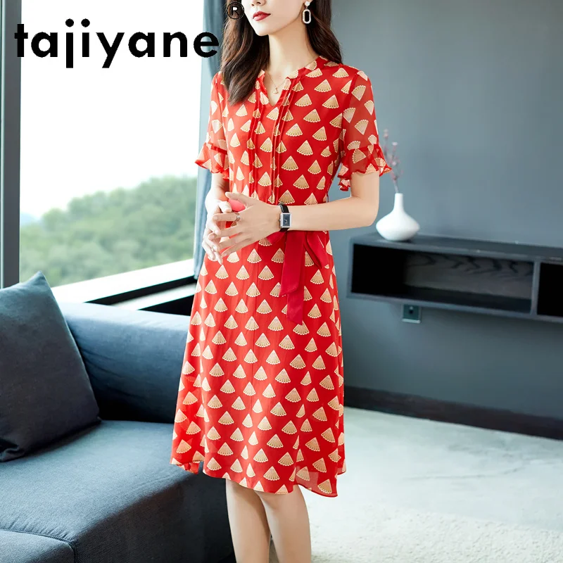 

Woman 100% Dress Genuine Silk Dresses for Women Summer Dress Korean Style Real Silk Women's Dresses Robe Longue TN2620