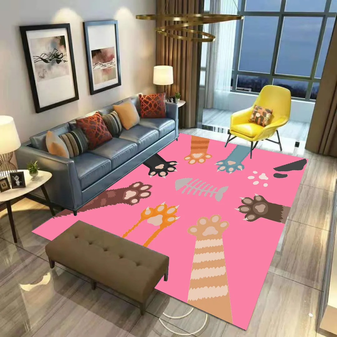 

Cat Foots Carpet Square Anti-Skid Area Floor Mat 3D Rug Non-slip Mat Dining Room Living Soft Carpet Kids Cartoon Game Mat 03