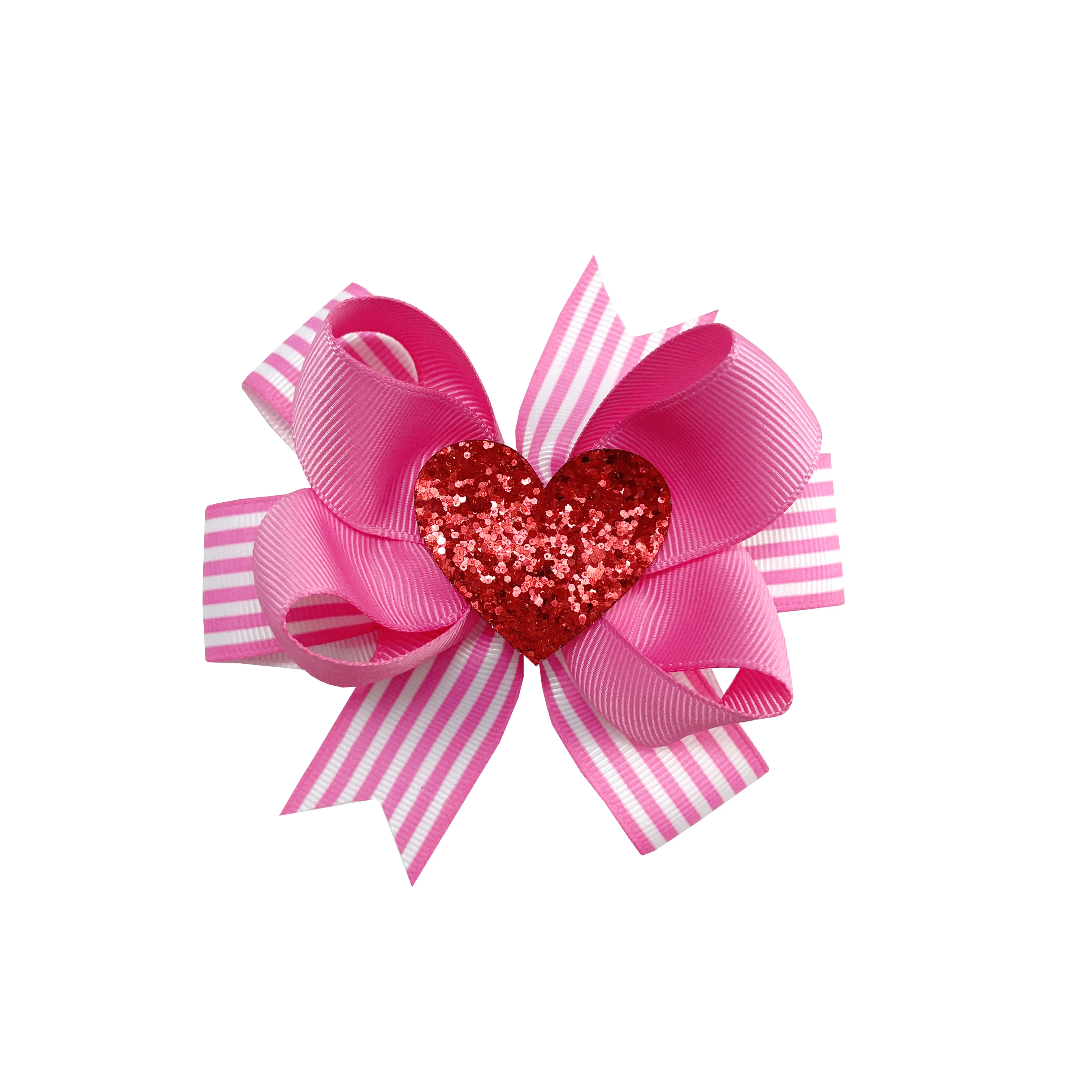 

Children's Bowknot Striped Floral Ornament Girl Hairpin Cute Headdress Pink Green Hair Ornament