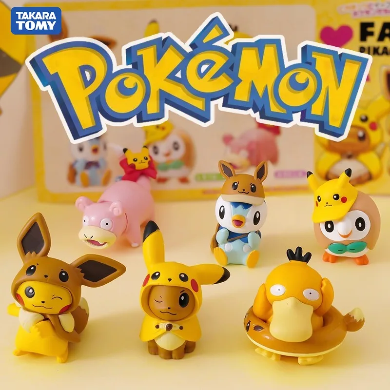 

Экшн-фигурка Takara Tomy Pokemon, 6 шт./компл., новейшие капсулы, фигурка покемона, Пикачу, маленький Огненный Дракон, Мяо, лягушка, черепаха Дженни