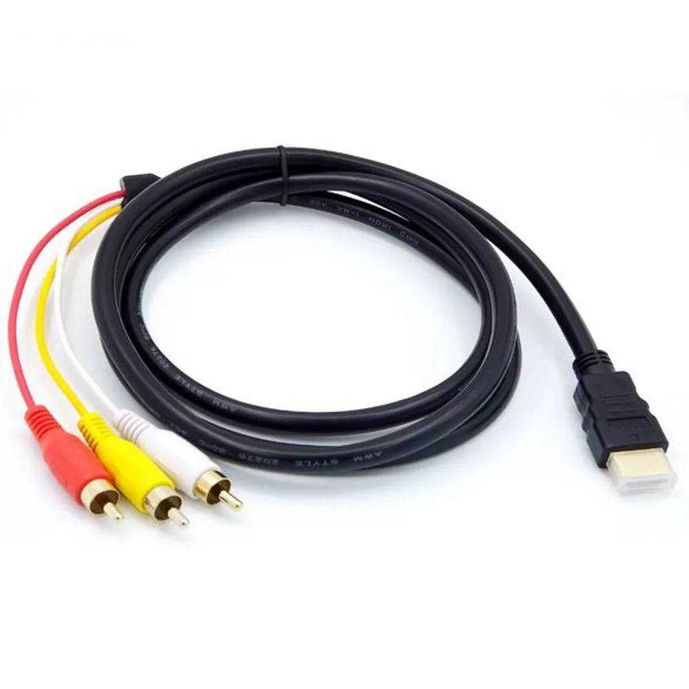 5FT 1 5 м черный 1080P совместимому с HDMI Мужской до 3 RCA аудио-видео кабель AV разъем
