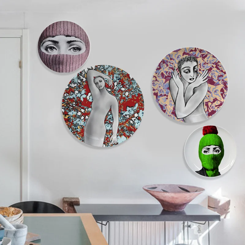 Керамическая настенная тарелка с пузырьками для красочных девушек декоративное