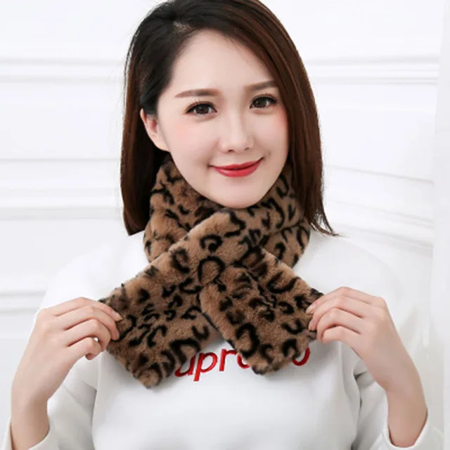 Coffee Scarf Женские милые варежки с леопардовым рисунком, с полупальчиковой крышкой, зимние женские плюшевые теплые перчатки без пальцев с сенсорным экраном, E20 - Цвет: Coffee Scarf