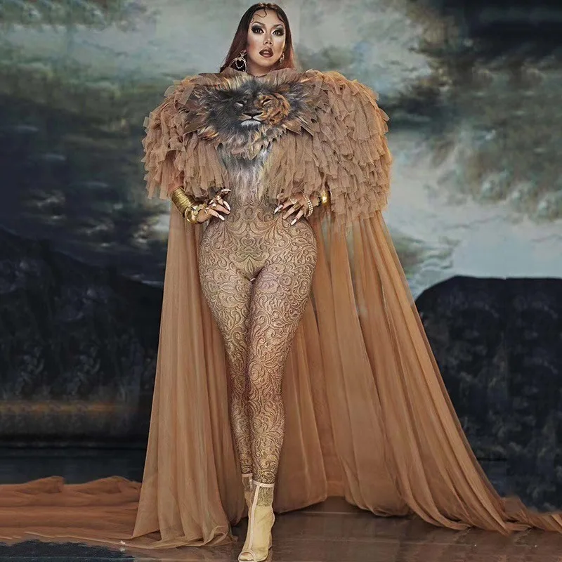 Модельная одежда для шоу Новинка Лидер продаж Комбинезон С Рисунком Тигра женщин