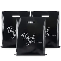 203050 pcs thank you gift bags strong plastic gift bags with die cut handles for retail shopping merchandise bags black 12x15