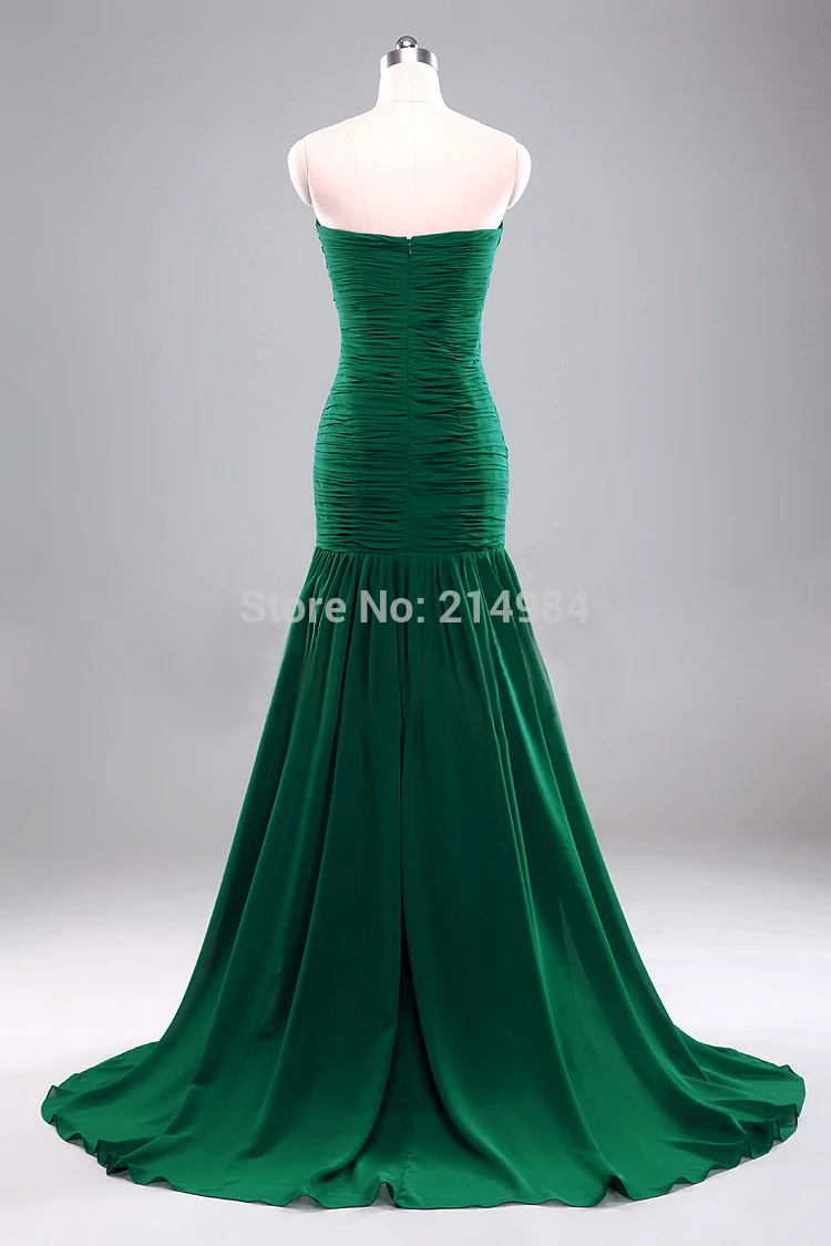 

vestido de noiva Free Shipping New Hot Sale Sexy Mermaid Black Embroidery Dark Green Pleated Chiffon Mermaid Evening Dress 2018