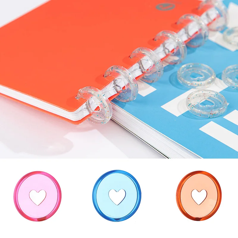 6 шт 35 мм красочные кольца для переплетения сердца с грибным отверстием свободное