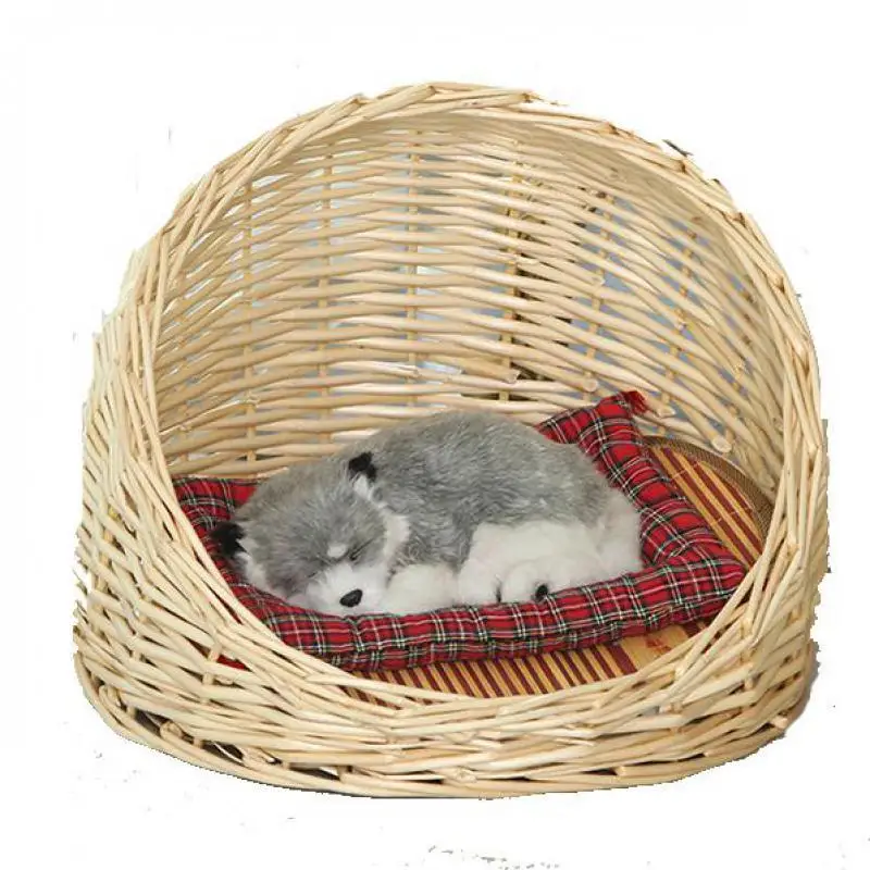 Ротанговый домик для кошек гнездо собак из ивы Маленькая будка клетка