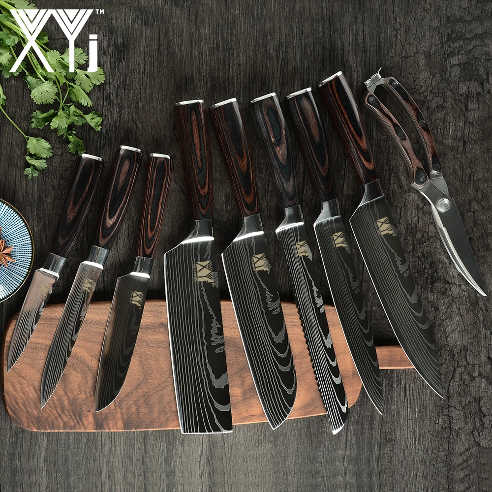 Набор ножей из нержавеющей стали XYj 8 шт. универсальные лезвия дамасской для шеф