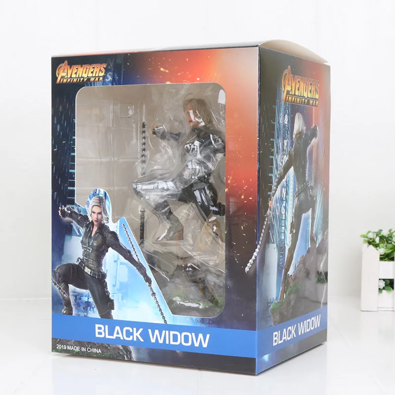 Black widow box Мстители Капитан Марвел 22-27 см танос Железный человек Человек-паук Дэнверс статуя ко железная Студия ПВХ Фигурки Игрушка Фигурка игрушка подарок - Цвет: Black widow box