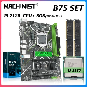 machinist b75 motherboard lga 1155 set kit intel core i3 2120 cpu processor ddr3 8gb 24g ram memory with vga hdmi b75 pro u5 free global shipping