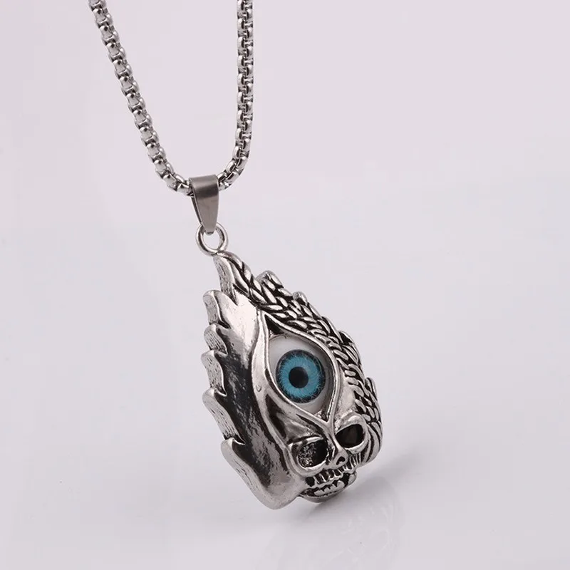 Тренд мужской личности пламя череп голова ожерелье с кулоном в ретро-стиле