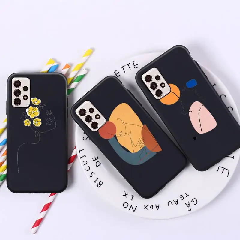 

Fashion design line art human Phone Case For Samsung A10 32 51 52 71 72 50 12 21S S10 S20 S21 note 10 20 Plus Fe Ultra