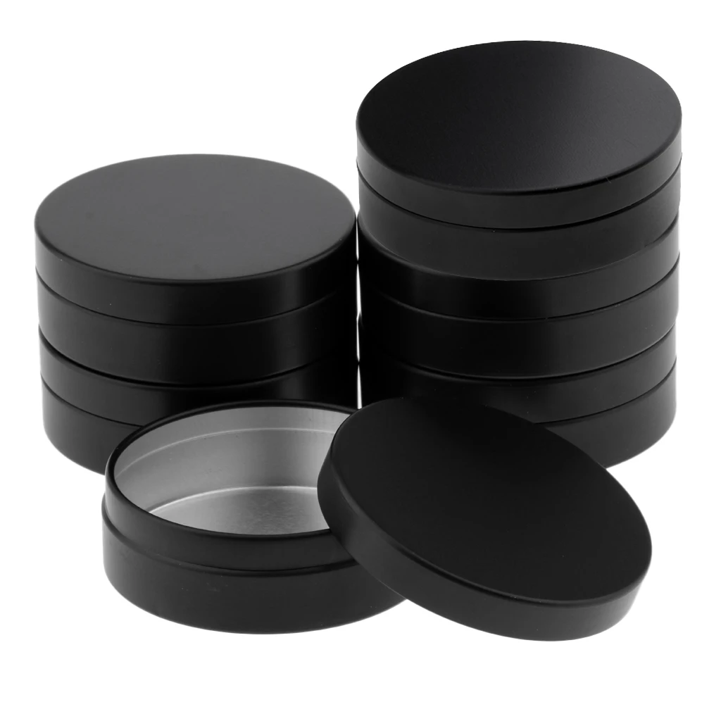 

6x Black Empty Aluminum Tin Cans Screw Top Round Metal Lip Balm Tins Cosmetic Containers Salve Jars with Lids (3.4oz / 100ml)