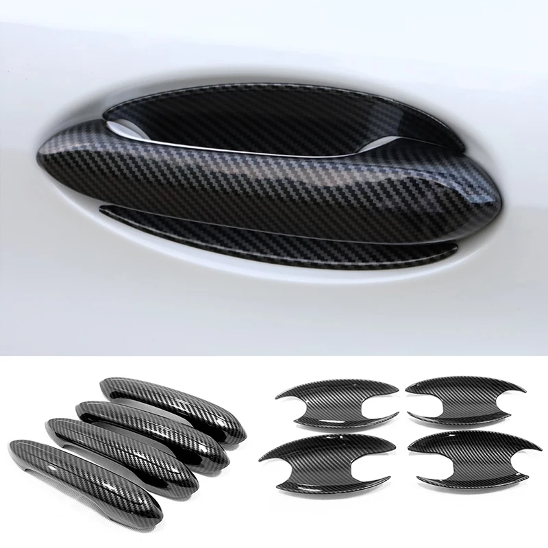 Купи ABS Carbon fiber Car Door protector Handle Decoration Cover Trim Sticker Car Styling For BMW 3 Series G20 Accessories 2019 2020 за 1,080 рублей в магазине AliExpress