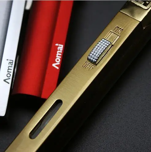 Креативная длинная металлическая Бутановая газовая зажигалка с сильным