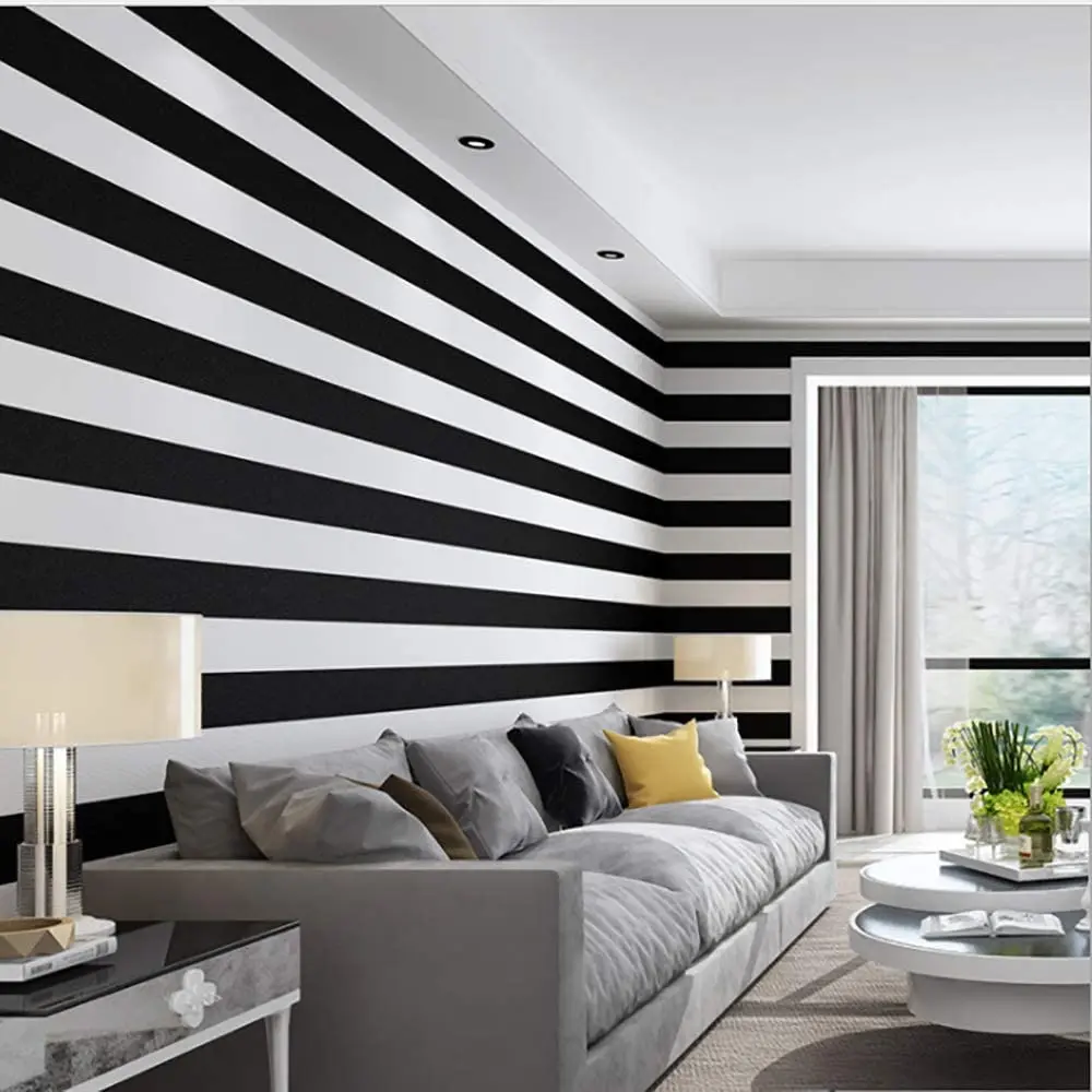 

Striped Black And White Peeling Wallpaper Vinyl Self-adhesive Wallpaper Living Room Waterproof Paper Home Decoration Roll Paper