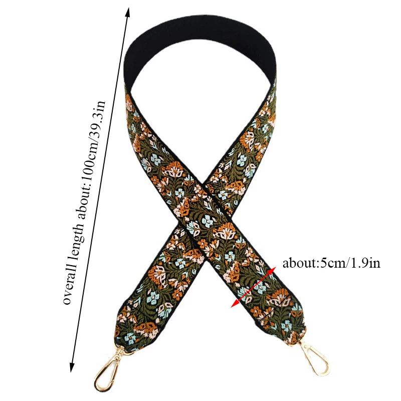 Retro Embroidery 100CM Strap For O Bag Cross Body Decorative Handbag Straps Adjustable Purse Belt Wallet Straps Fabric Bag Belt