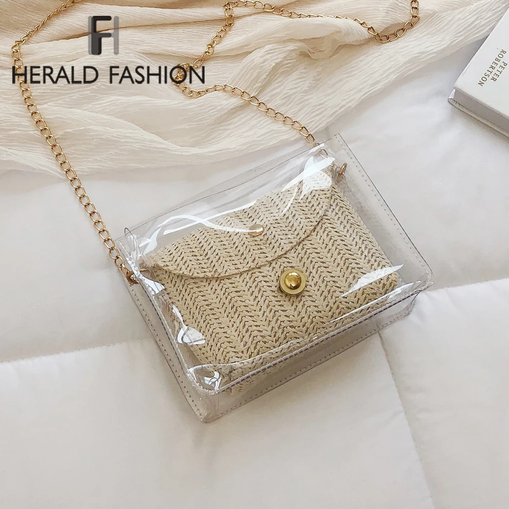 Дизайнерская сумка с клапаном на цепочке универсальная прозрачная сумочка-клатч