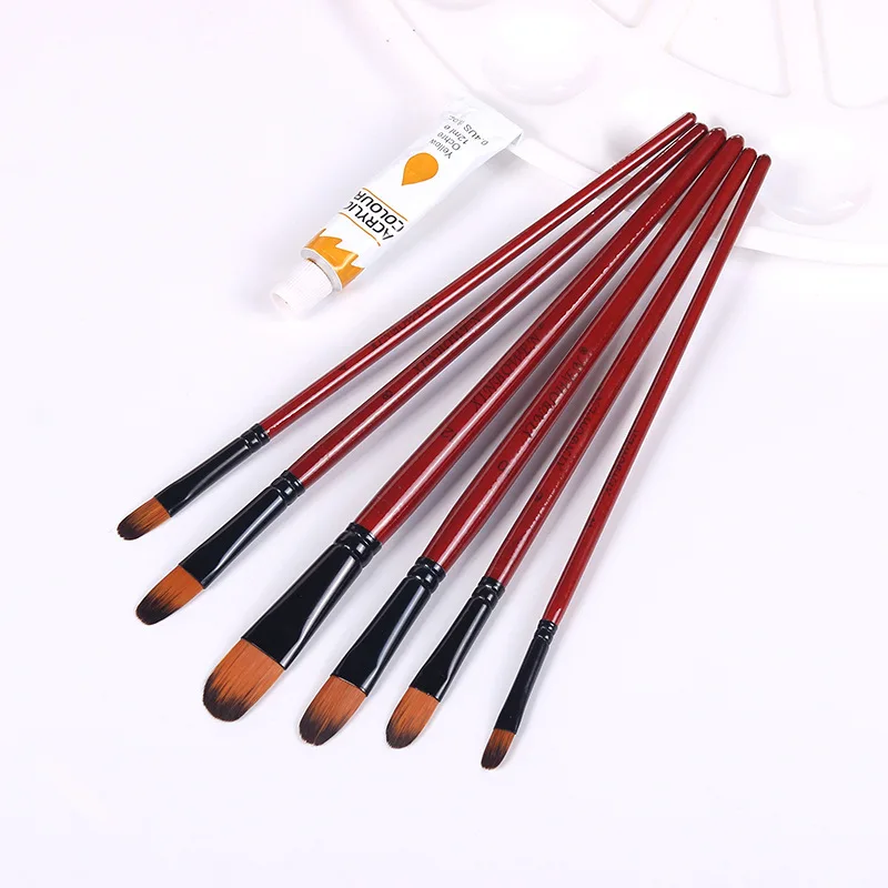 Нейлоновая кисть для масляной краски волос Круглая Плоская акриловая творчества