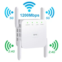 Беспроводной Wi-Fi ретранслятор 5G WiFi удлинитель 1200 Мбит/с WiFi усилитель сигнала с большим диапазоном Wi-Fi усилитель сигнала 2,4G Wi-Fi Repiter точка доступа