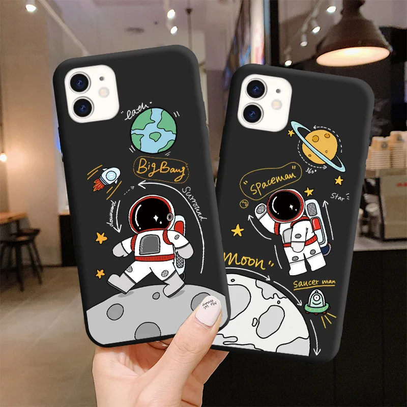 

Silicone Astronaut Spaceship Moon Phone case for iphone 11 12 Pro Max 12 mini 6s 7 8 Plus X XS Max XR SE 2020 Soft Cover Fundas