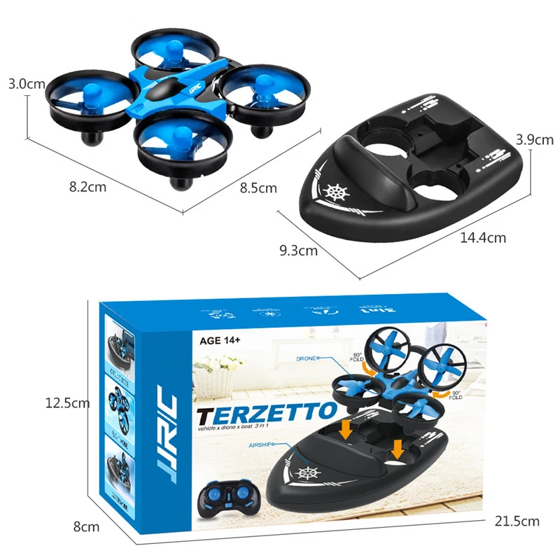 JJRC H36F 2 4G мини Радиоуправляемый Дрон Квадрокоптер/автомобиль/лодка на воздушной