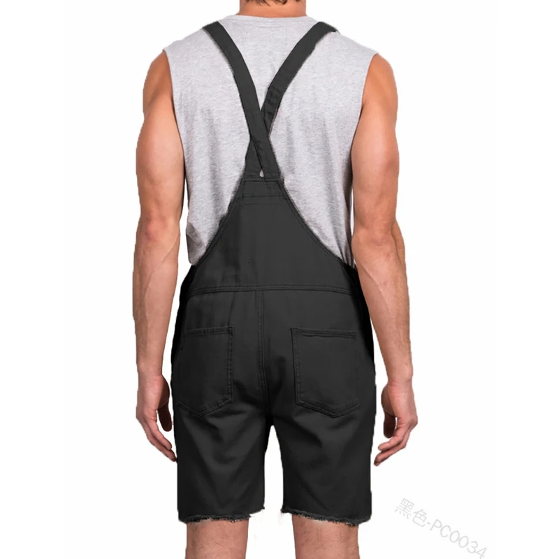 

Mandylandy Strap Shorts Summer Fashion Pocket Stitching Straight Strap Shorts Men's Casual Solid Color Loose Shorts