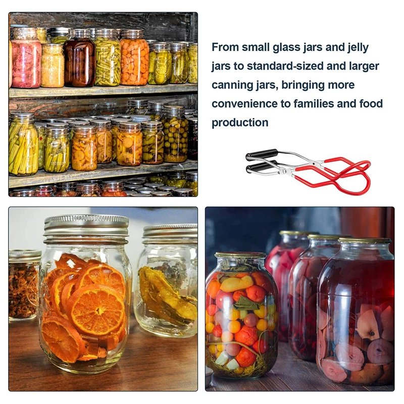 

2 Pieces Canning Jar Lifter Tongs Stainless Steel Jar Lifter with Grip Handle for Safe and Secure Grip