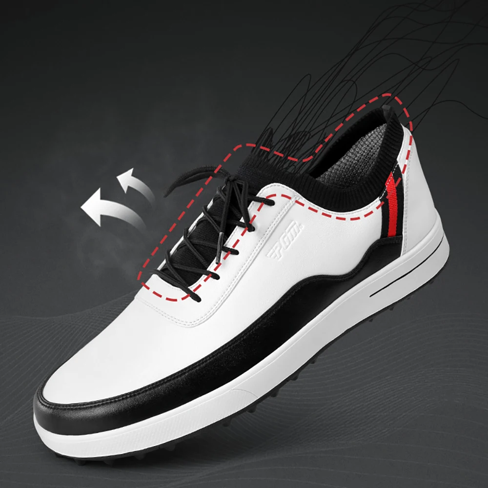 PGM Golf Shoes Men Waterproof Breathable Sports Shoes Slip Resistant Sports Sneakers Microfiber Leather Outdoor Golf Trainers