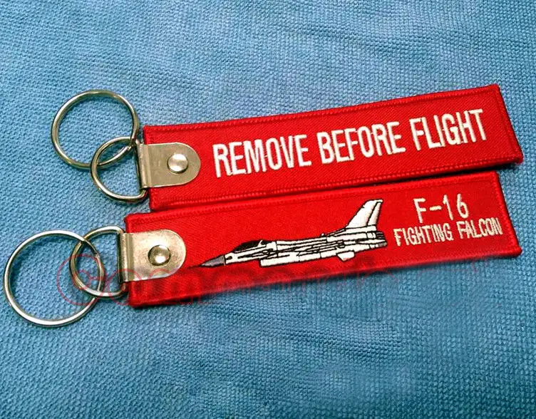 F-16 Fighting Falcon Remove Before Flight Keychain Mens Women Embroidered Keychains Key Rings Chains Luggage Tags Warning Signs | Украшения
