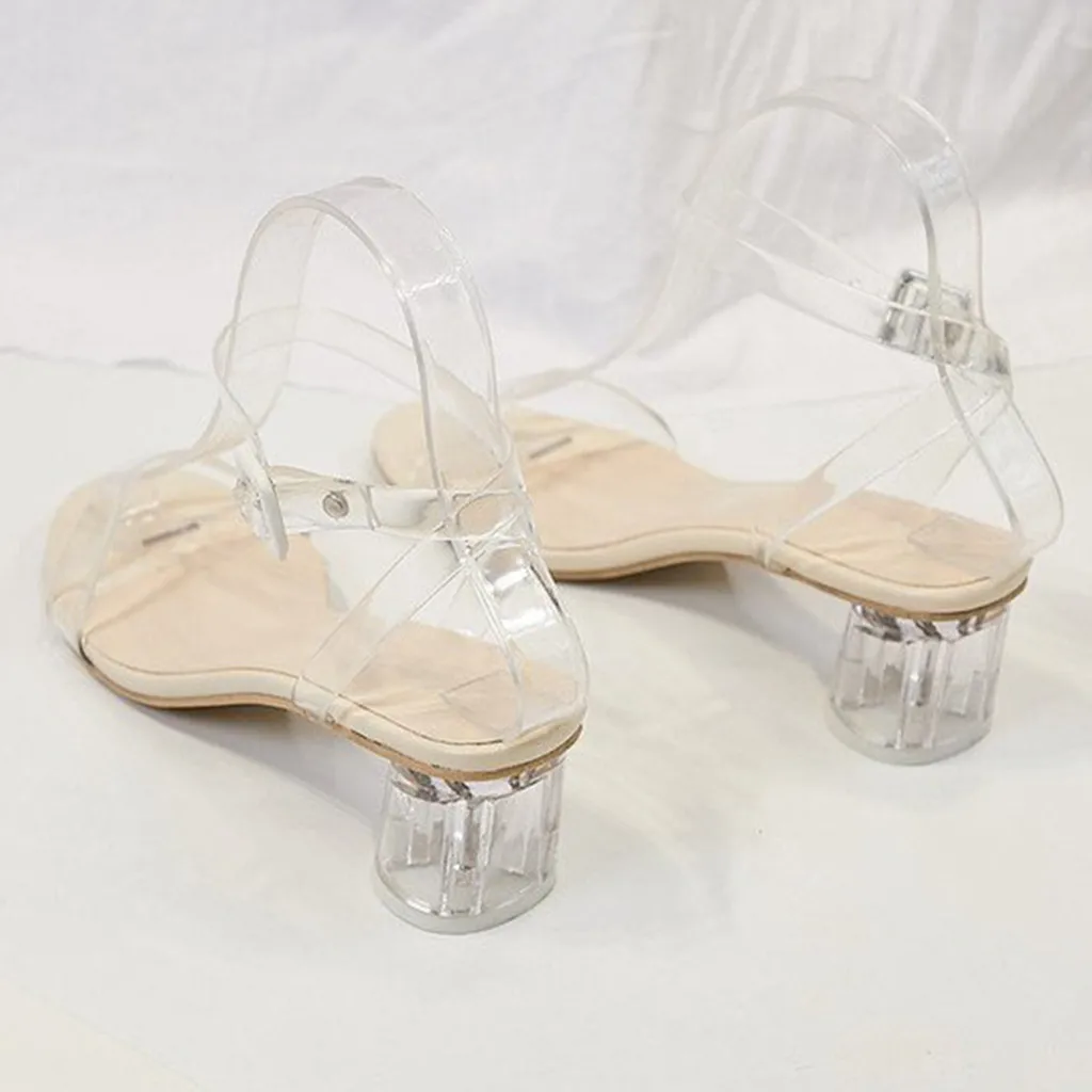 

Shoes Woman Sandals High Heels Fashion Ladies Elegant Pure Color Buckles High Heel Sandals Roman Women Shoes Chaussures Femme