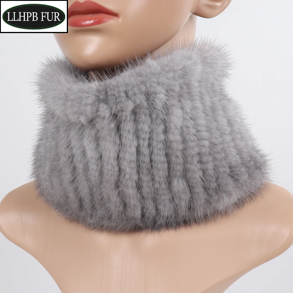 

New Style Winter Knitted Real Fur Scarves Women Genuine Fur Scarves Ring Headband Female Scarves Lady Warm Mink Fur Shawls Wraps