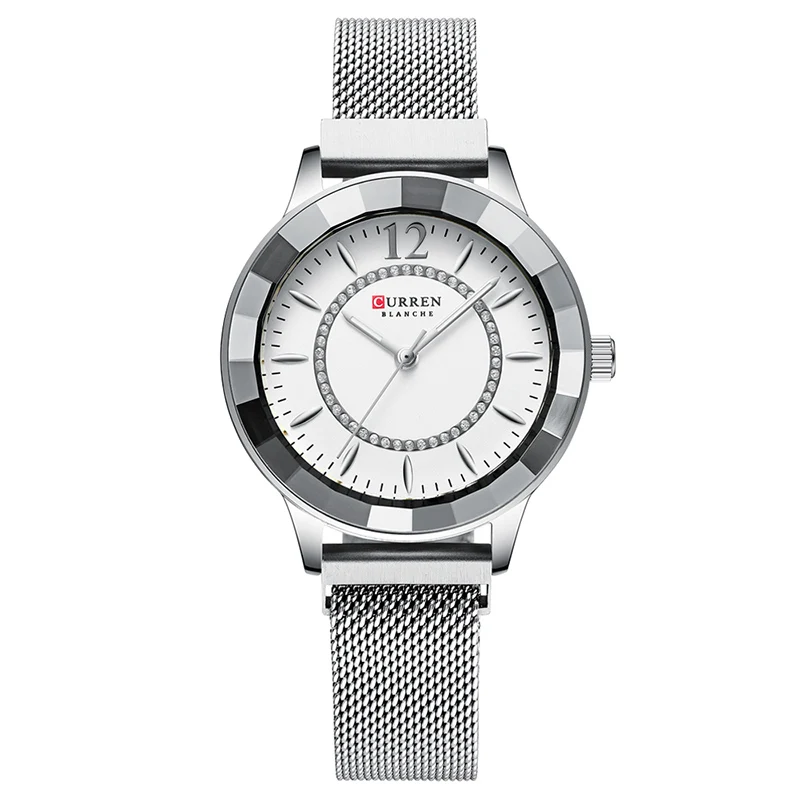 silver white CURREN лучший бренд роскошные женские часы модные кварцевые часы женские часы простые водонепроницаемые наручные часы подарок Relogio Feminino - Цвет: silver white