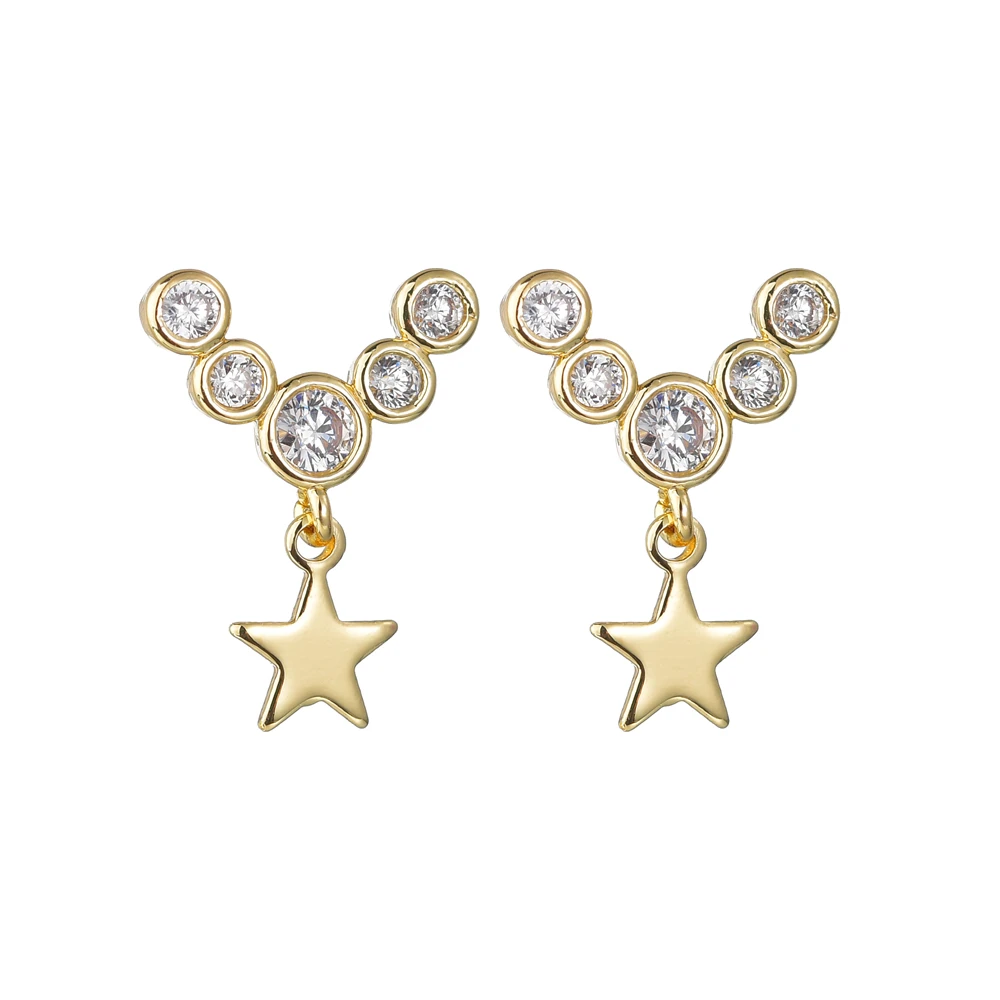 

Boho Women earrings Gold Star cubic zircon Jewelry Gifts For Wedding Party New Simple Women‘s earrings