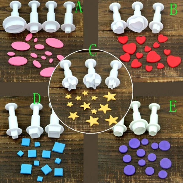 

Fondant Cookie Cake Cutter Ejector Stamp Plunger Cutters Embossed Mold Moulds DIY Kitchen Baking Cake Decorating Tools