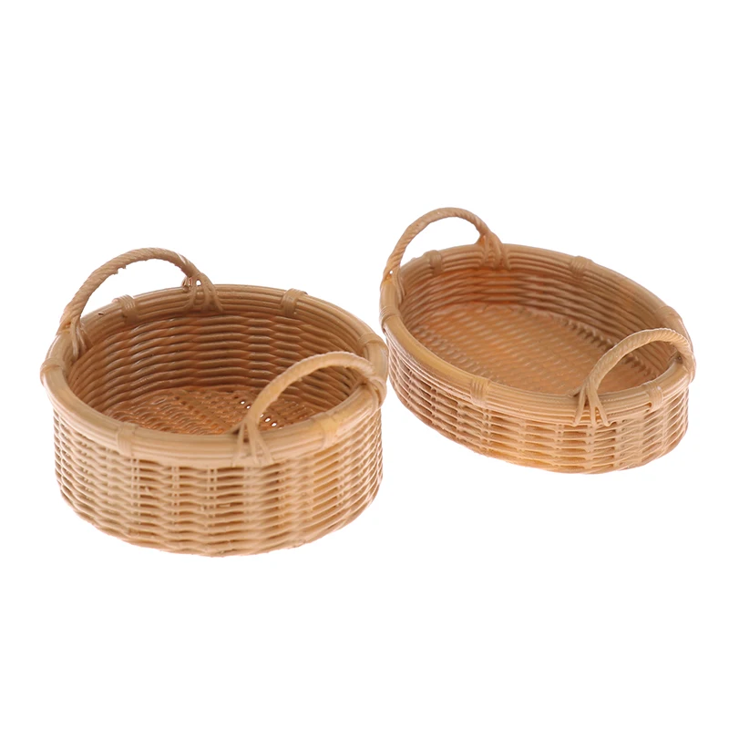 

1:12 Dollhouse Miniature Resin Fruit Bread Basket Storage Basket Model Toys